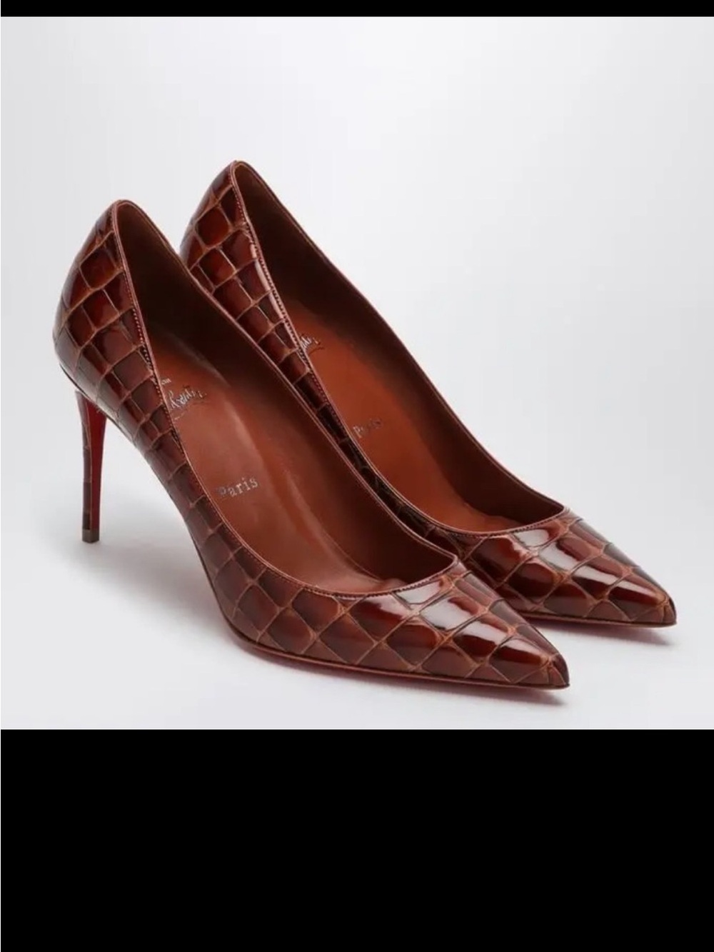 New Size 36.5 Christian Louboutin Kate 85 Brown Alligator Print Pumps